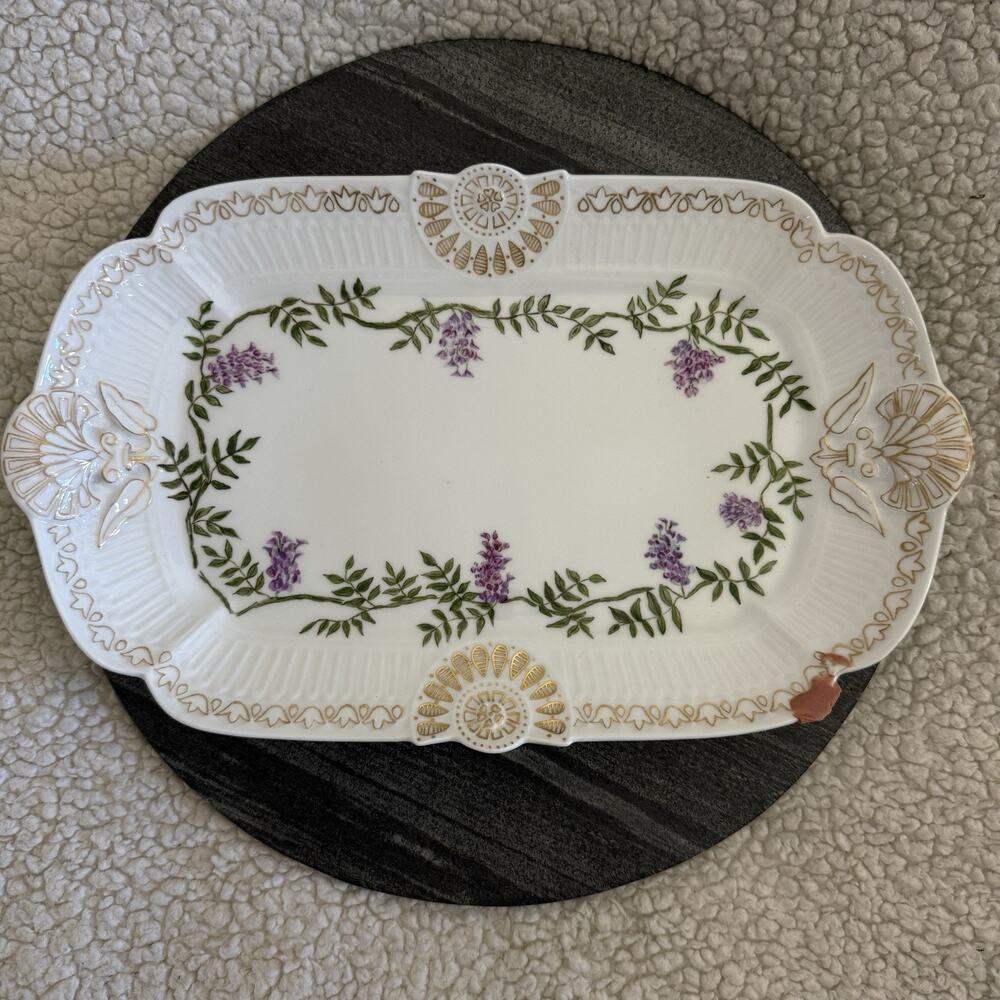 Antique Haviland Limoges CFH GDM Ornate Gilded Scalloped Platter 16” Wisteria